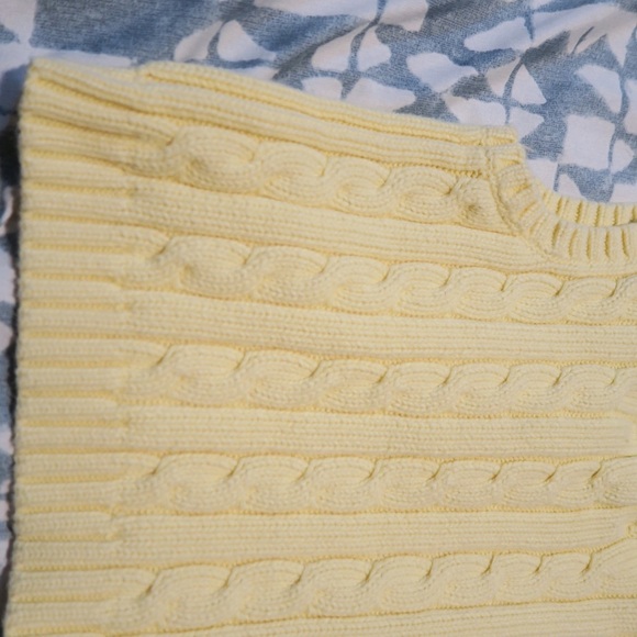 Polo Ralph Lauren Cable Knit Vest Butter Yellow V-neck Logo Academia Old Money - Picture 6 of 8